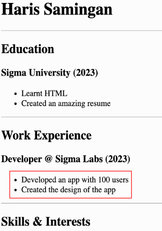 Task list example
