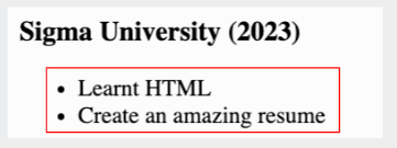 Unordered list of achievements