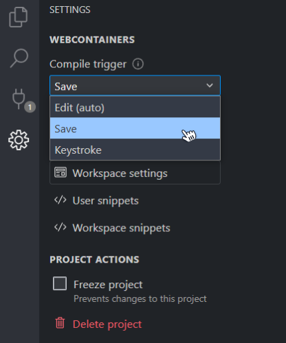 Compile trigger in settings