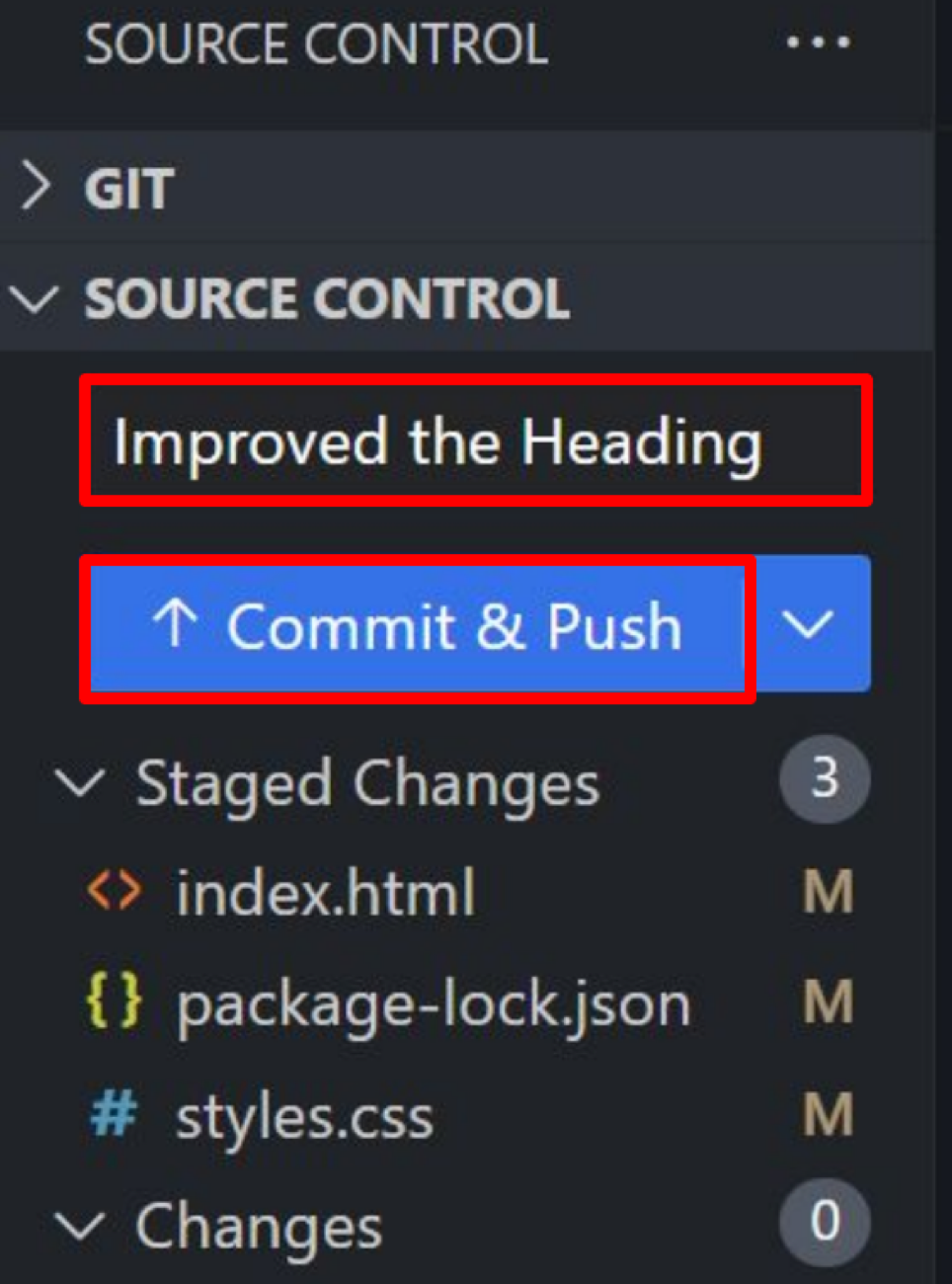 Add a description and click Commit and Push