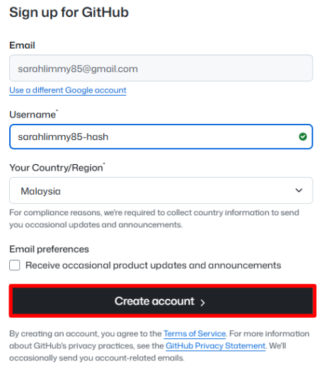 GitHub create account