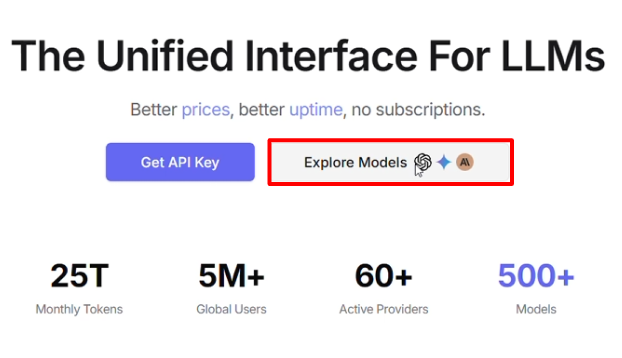 OpenRouter explore models