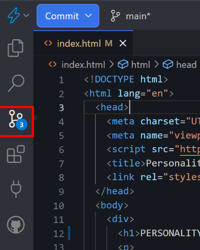 The Git button in StackBlitz