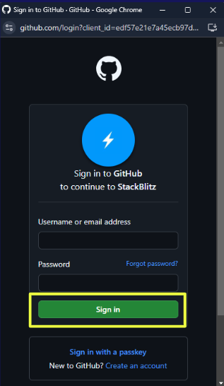 Sign in with GitHub account