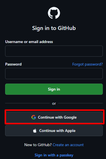 GitHub signup with google