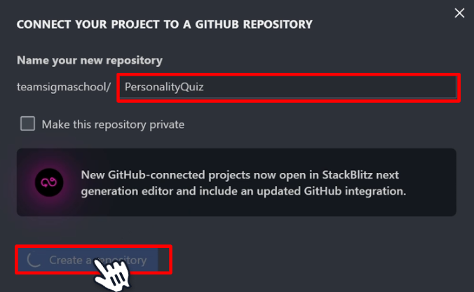 Name and create GitHub repository