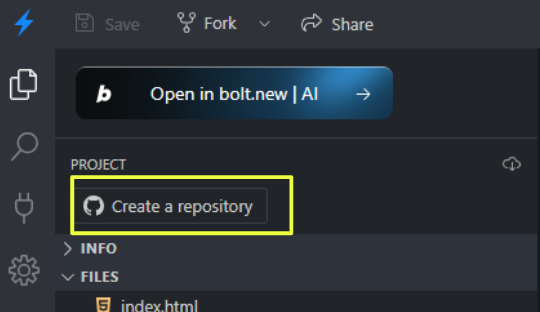 StackBlitz create repository
