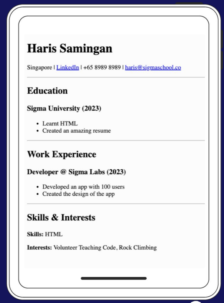 The resume website you build on Day 1